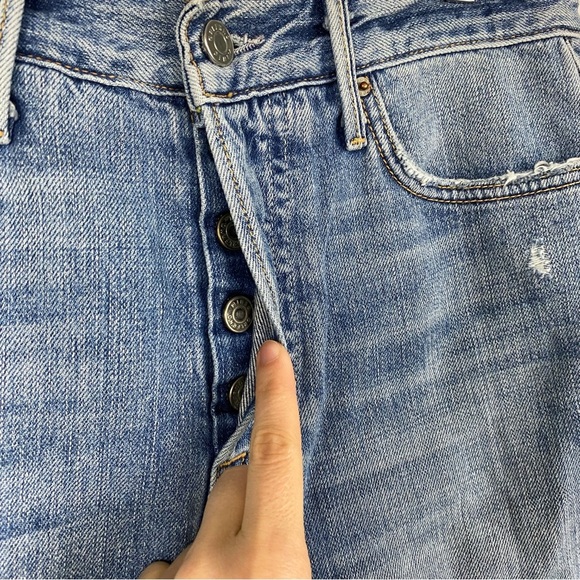 Revolve Grlfrnd Step It‎ Up Distressed Bermuda Denim Shorts 25 High Rise Marjan - Picture 5 of 10